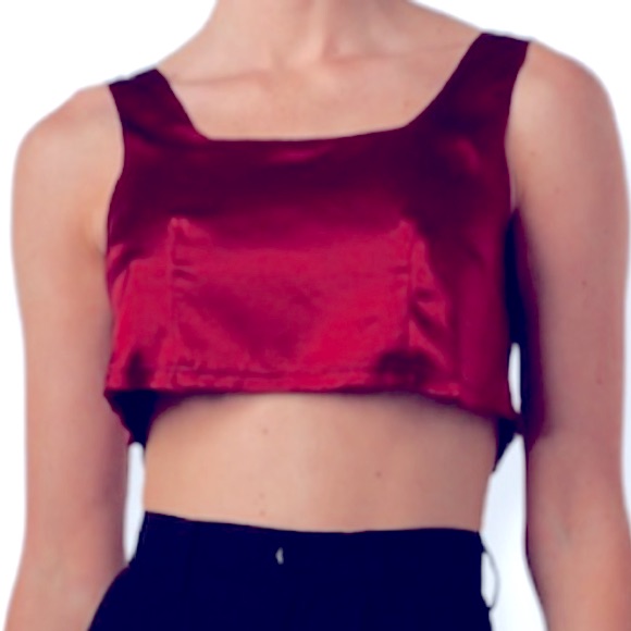 Nonchalant Charli Frayed Hem Silk Crop Top